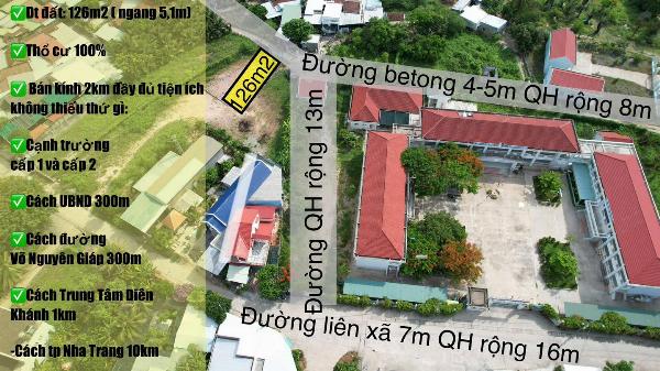 DTH07 - diên Khánh - Bán nhanh lô đất hẻm oto gần trường tiểu học Diên Thạnh